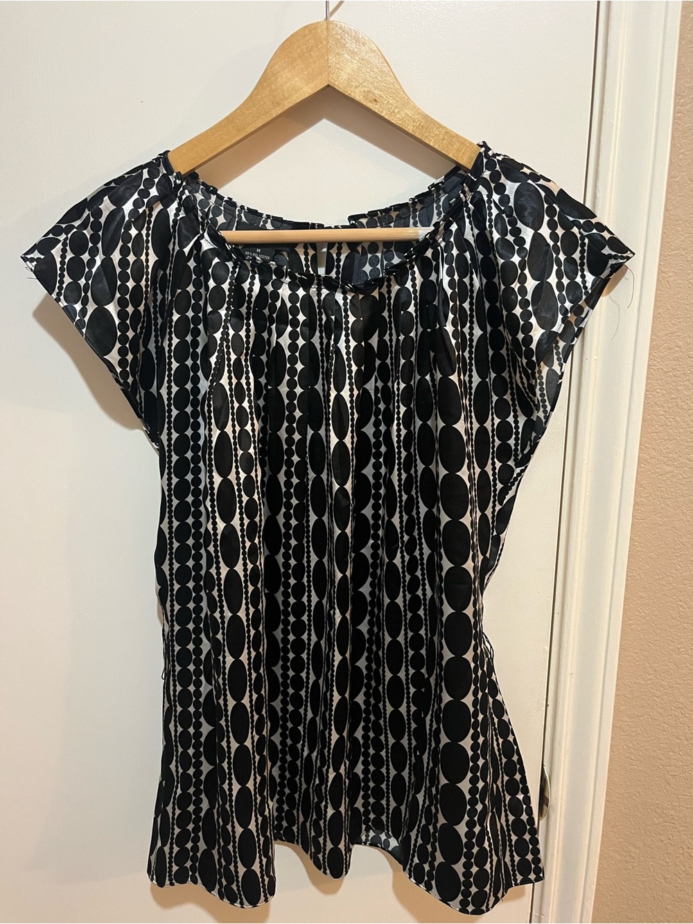 Spense Black & White Dot-Stripe Blouse